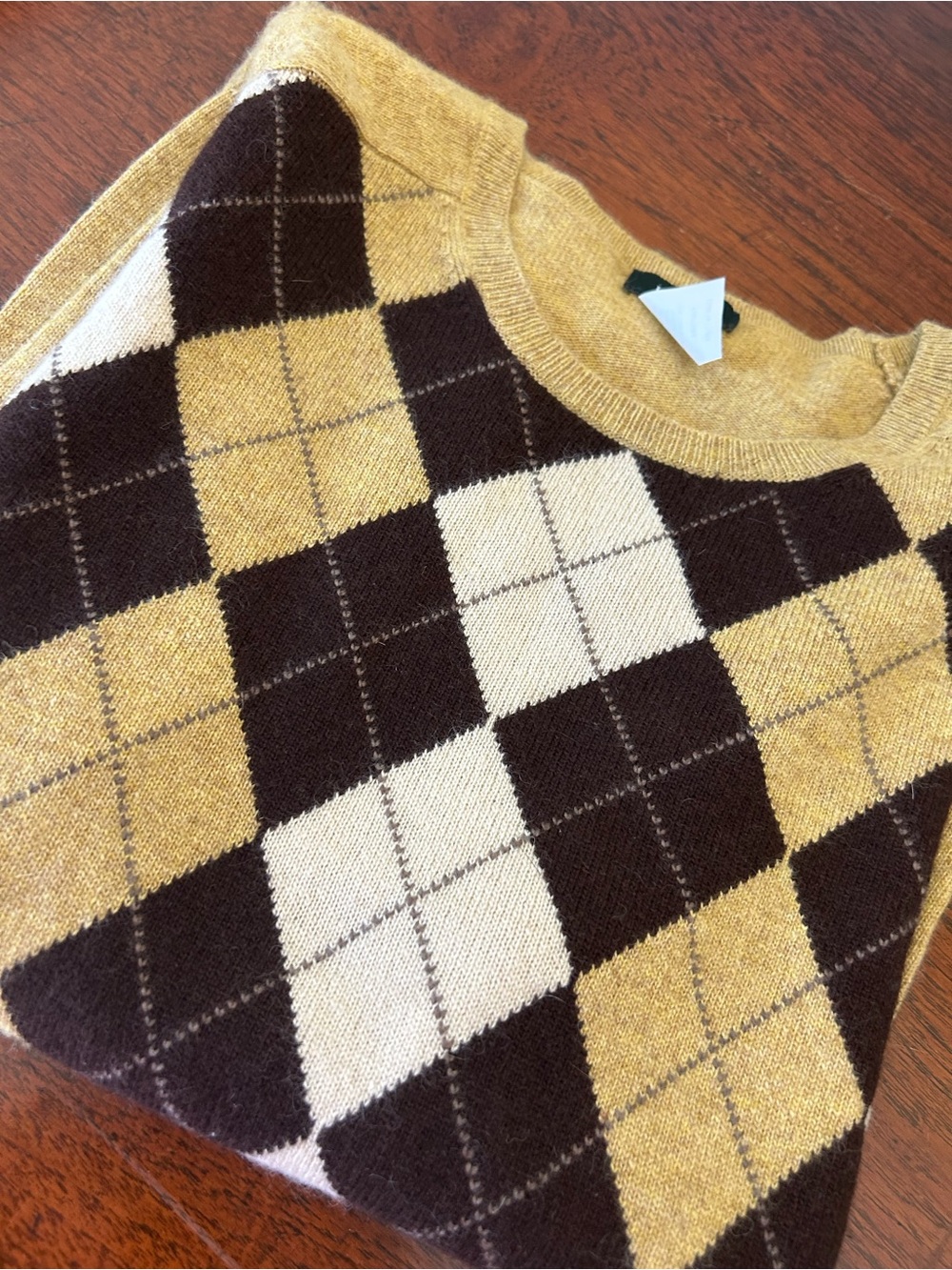 J.Crew Argyle Sweater — Merino, Angora & Cashmere Blend — Size S — Lightly Worn